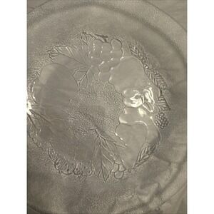 9 Pc Set Arcoroc Gourmande Fruit Pattern Clear Glass Salad Dessert Plate Bowls